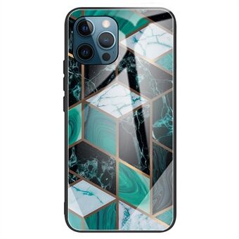 Voor de iPhone 15 Pro Anti-kras Gehard Glas TPU Telefoonhoesje met Marmeren Patroon Anti-val Print Telefoonhoesje.