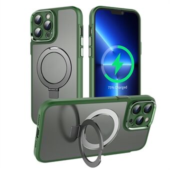 Matte Beschermhoes voor iPhone 15 Pro Magnetische Ring Kickstand PC+TPU Telefoonhoesje