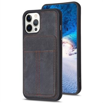 Voor iPhone 15 Pro Matte PU Leather+TPU Phone Stand Case Anti-drop Cell Phone Protective Back Cover