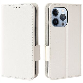 Voor iPhone 15 Pro Folio Flip PU lederen telefoonhoesje met litchi textuur, standaard en portemonnee telefoonhoesje.
