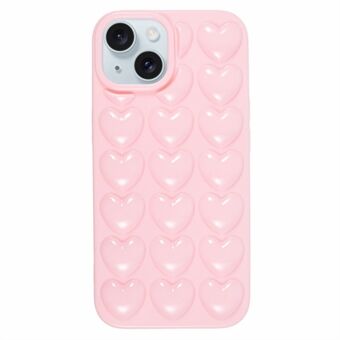 Voor iPhone 15 Pro krasbestendige mobiele telefoon beschermhoes 3D liefdes hart zachte TPU achterkant case.