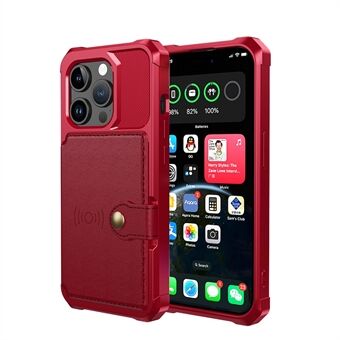 Voor de iPhone 15 Pro PU Leather+TPU telefoonhoesje met kaartsleuven en portemonnee cover dat magnetische autohouder ondersteunt.