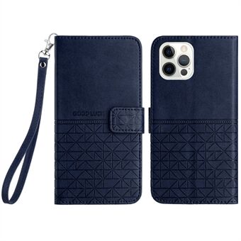 Staand Portemonnee Hoesje voor iPhone 15 Pro, Geometrisch Gedrukt Effen Kleur Microfiber Leren Telefoonhoesje