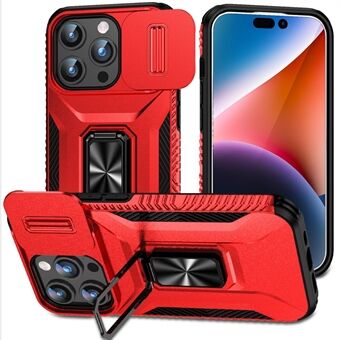 Voor iPhone 15 Pro Valbestendige PC+TPU Hoesje met een Kickstand en Camera Schuifregelaar