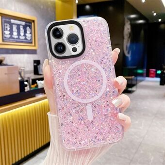 Voor iPhone 15 Pro Fonkelende Glitter TPU + Acryl Telefoonhoesje Beschermende Schaalhoes Compatibel met MagSafe