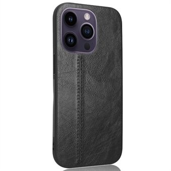 Voor iPhone 15 Pro Naadlijn Telefoonhoes PU-leren gecoate PC+TPU beschermhoes