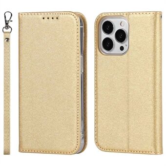 Voor iPhone 15 Pro Anti-Scratch PU lederen portemonnee telefoonhoesje met zijden textuur en standaard.