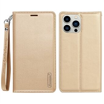 HANMAN Minor Series voor iPhone 15 Pro Leren Portemonnee Telefoonhoesje Met Valbescherming en Standfunctie.