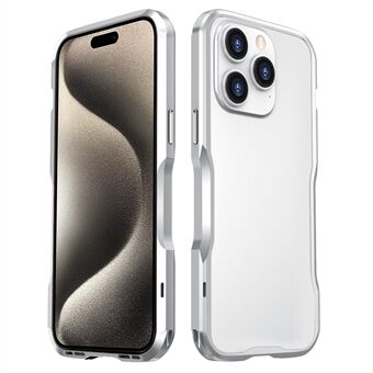 LUPHIE Bumperhoesje voor iPhone 15 Pro, schokbestendige metalen frame telefoonhoes ter voorkoming van vallen