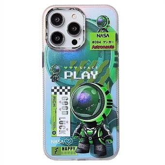 Voor iPhone 15 Pro Hoesje PC + TPU Cover Shell Fluorescentie Laser Astronaut Patroon Mobiele Telefoonhoesje.