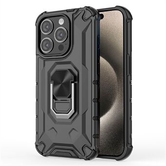 Voor iPhone 15 Pro Telefoonhoesje met Ring Kickstand, PC+TPU Anti-val Cover