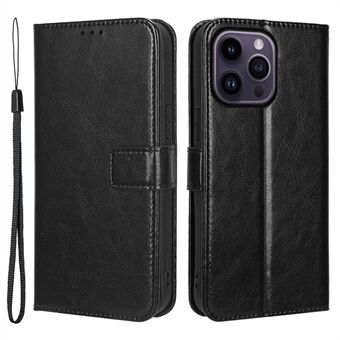 Voor iPhone 15 Pro hoesje met gekreukelde paardenleer textuur, PU lederen portemonnee beschermhoesje voor telefoon.