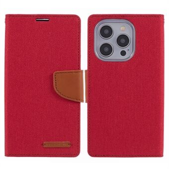 MERCURY GOOSPERY Voor iPhone 15 Pro Hoesje Canvas Textuur Mobiele Telefoon Leren Standhoes