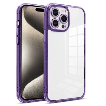 Voor iPhone 15 Pro PC+TPU+Glas Telefoonhoesje met Glitterpoeder Cellphone Case