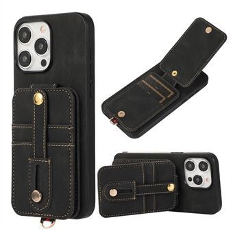 ABEEL Stijl 02 Voor iPhone 15 Pro Hoesje Lederen Coating TPU Telefoonhoesje met Verticale Flip Kaartentas