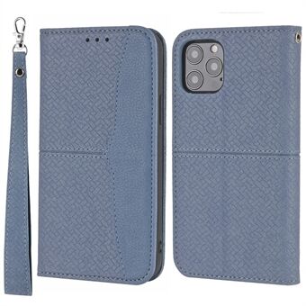 Voor iPhone 15 Pro Case Woven Texture Leren Portemonnee Telefoonhoes met Strap