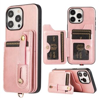Stijl 01 Voor iPhone 15 Pro Hoesje Anti-kras Leer+TPU Telefoonhoesje met Kaartsleuven