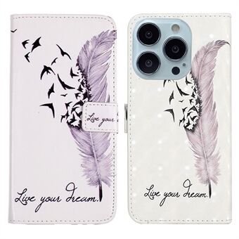 Voor de iPhone 15 Pro Telefoon Leren Hoesje Patroon Print Stand Beschermhoes