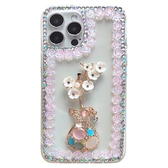 Voor iPhone 15 Pro Case PC Telefoonhoesje Rhinestone Decor Mobiele Telefoonhoesje