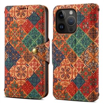 Voor iPhone 15 Pro Hoesje Bloemenpatroon PU Leren Portemonnee Telefoonhoesje met Standaard