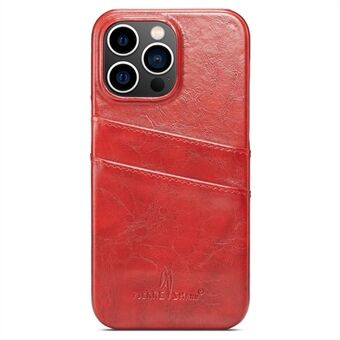FIERRE SHANN Voor iPhone 15 Pro Hoesje Waxy PU Leder + PC Kaarthouder Telefoonhoesje