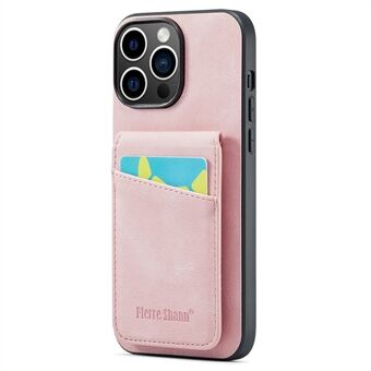 FIERRE SHANN Voor iPhone 15 Pro Hoesje met Kaartsleuven PU Leer+TPU Telefoon Standcase