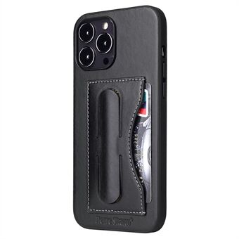 FIERRE SHANN Voor iPhone 15 Pro Kickstand Hoesje met Kaarthouder PU Leren Gecoate Telefoonhoes