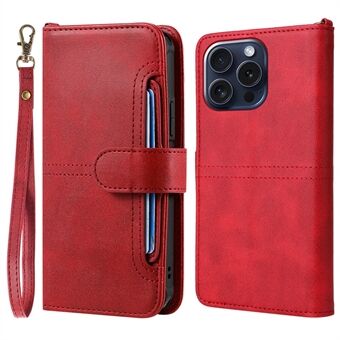 KT Leren Serie-4 Voor iPhone 15 Pro Hoesje 2-in-1 Afneembare PU Leren Telefoonstandaard Portemonnee Hoesje