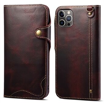 Voor iPhone 15 Pro Hoesje Echt Verstevigd Koeienleer Telefoonportemonnee Schokbestendige Cover