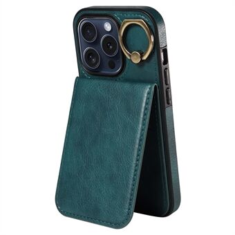 004 Voor iPhone 15 Pro Hoesje met Draaibare Kickstand PU Leer+TPU Telefoonhoesje