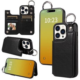 003 Anti-kras Kickstand hoesje voor iPhone 15 Pro Hoesje Schokbestendige PU+TPU Telefoonhoes