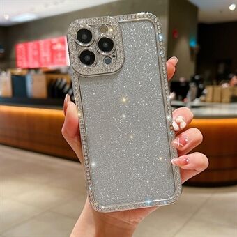 Voor iPhone 15 Pro Glitter Telefoonhoesje met Strass Steentjes Decor Electroplating Beschermhoesje