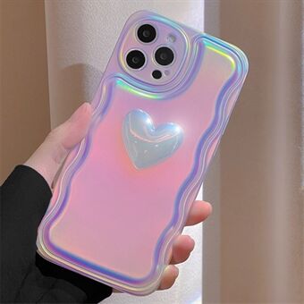 Voor iPhone 15 Pro Hoesje Schokbestendig Laser Zachte TPU Telefoonhoes met 3D Hart Patroon