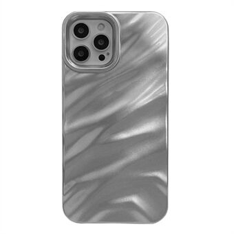 Voor de iPhone 15 Pro Zilveren Case Golfpatroon Mat Zachte TPU Telefoonhoes