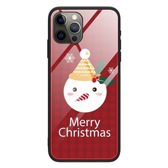 Voor iPhone 15 Pro Hoesje Kerstpatroon Print Telefoonhoesje TPU+Gehard Glas Cover