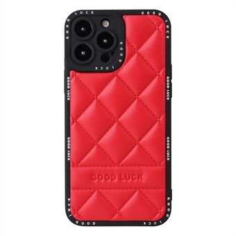 Voor iPhone 15 Pro Rhombic Grid Textuur Hoesje PU Leder Gecoat PC + TPU Telefoonhoes