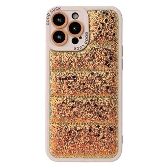 Voor iPhone 15 Pro Telefoonhoesje Glitter Sparkle Donzen Jack Achterkant