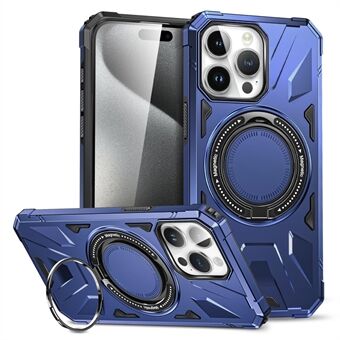 Voor iPhone 15 Pro hoesje Anti-val TPU+PC telefoonhoesje met metalen beugel