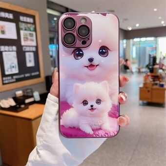 Voor iPhone 15 Pro Hoesje Schattig Hondenpatroon Gehard Glas+TPU Telefoonhoesje