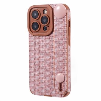 Kickstand Shell voor iPhone 15 Pro Cover met Polsband Kleding Gecoate TPU Telefoonhoesje