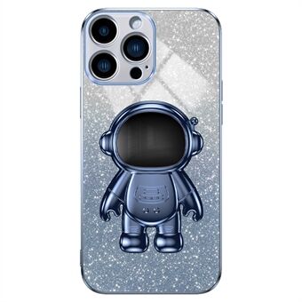 Voor iPhone 15 Pro Hoesje Glitter Poeder Astronaut Kickstand PC+TPU Telefoon Beschermhoes