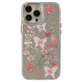 Mobiele telefoonhoesjes voor iPhone 15 Pro, met patroonprint en een spiegelend, elektrolytisch gecoat oppervlak van TPU.