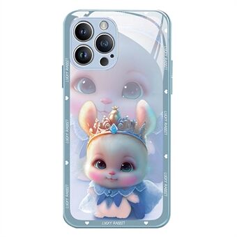 Voor iPhone 15 Pro mobiele telefoonhoesjes Prinses Konijn Gehard Glas+TPU Anti-val Cover