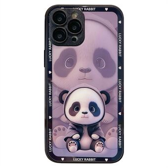 Voor iPhone 15 Pro mobiele telefoonhoesjes Schaduw Panda Patroon Gehard Glas+TPU Telefoonhoes.