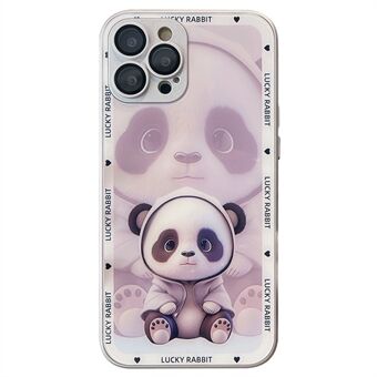 Voor iPhone 15 Pro Telefoonhoesjes met schaduw panda patroon Gehard Glas+TPU Telefoonhoesje