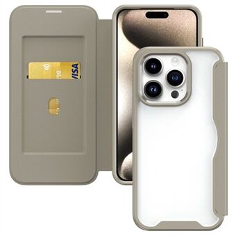 Voor iPhone 15 Pro Hoesje met RFID-blokkade TPU+Acryl+PU Lederen Telefoonhoes