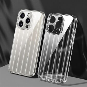 XUNDD Greya-serie voor iPhone 15 Pro telefoonhoesje met verticale strepen, gemaakt van PC+TPU, transparante cover.