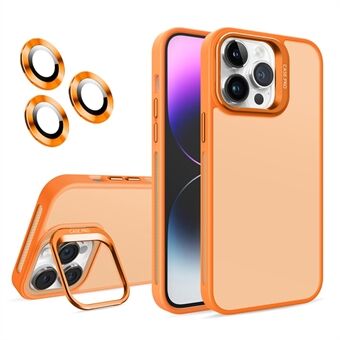 Voor iPhone 15 Pro Telefoonhoesje Lensbeschermer Lensframe Uitklapbare standaard TPU+PC-hoes