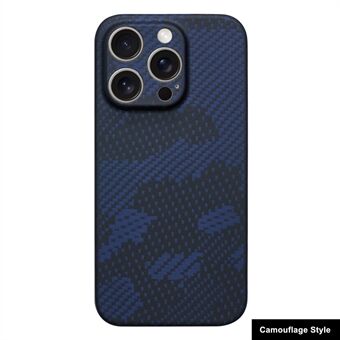 Voor iPhone 15 Pro hoesje Aramidevezel Camouflagestijl Precieze uitsparingen Telefoonbeschermende hoes