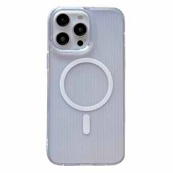 Voor iPhone 15 Pro Magnetische Telefoonhoes Gegolfde Textuur TPU Hoes Compatibel met MagSafe